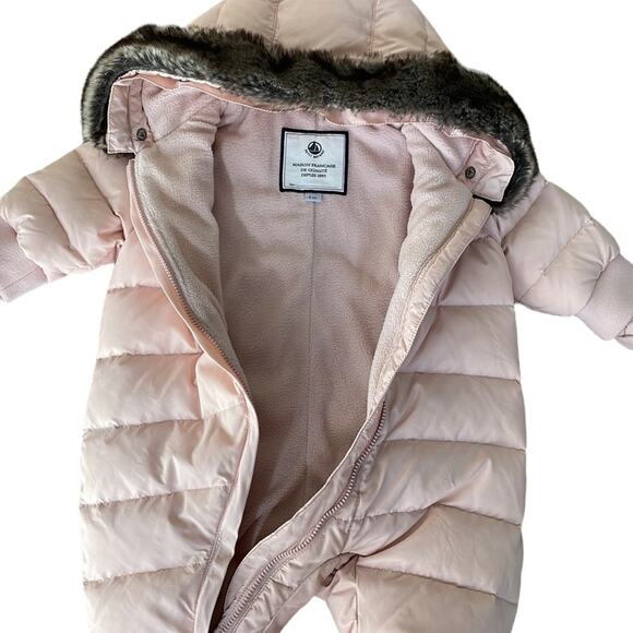 Petit Bateau France Baby Girl Snowsuit Down Filled Bunting Blush Pink 6 Months - Picture 4 of 14
